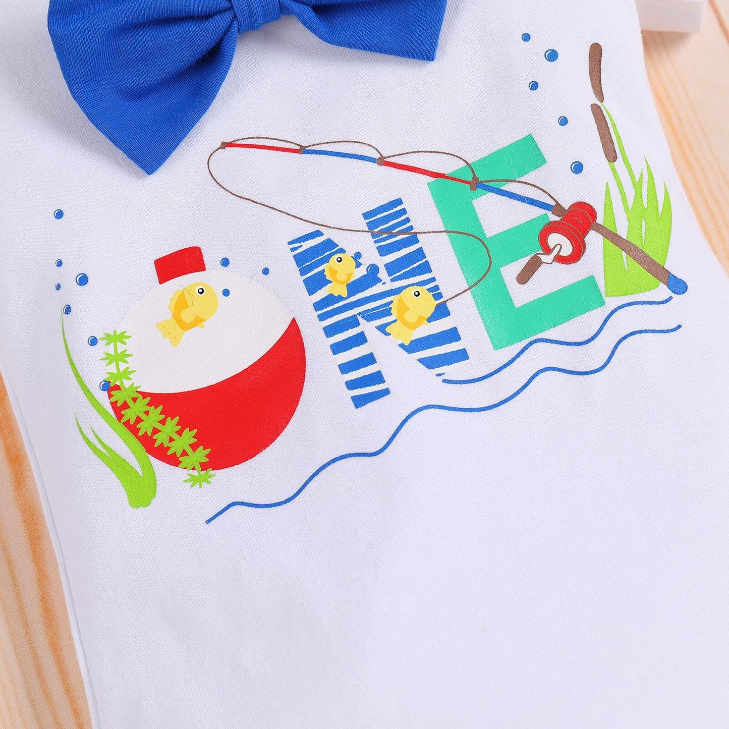 Big One Boys Bowtie Romper Suspenders Diaper Cover Hat Royal Blue Size 6-12M