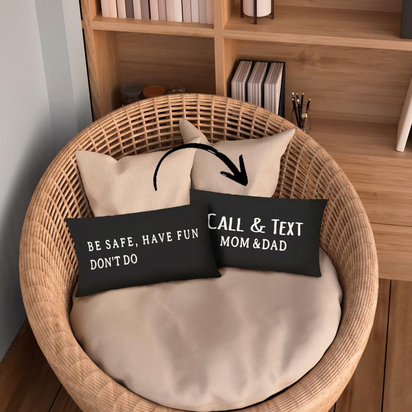 Mingnei Call Your Mom Reversible Decorative Pillow Cover 12x20 Black