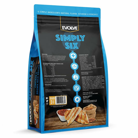 BestBy04/25 Evolve Simply Six Chicken Brown Rice Dog Food 4 lb Bag