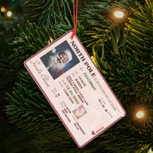 Santa's Lost Driver License Christmas Ornament with String & Envelope