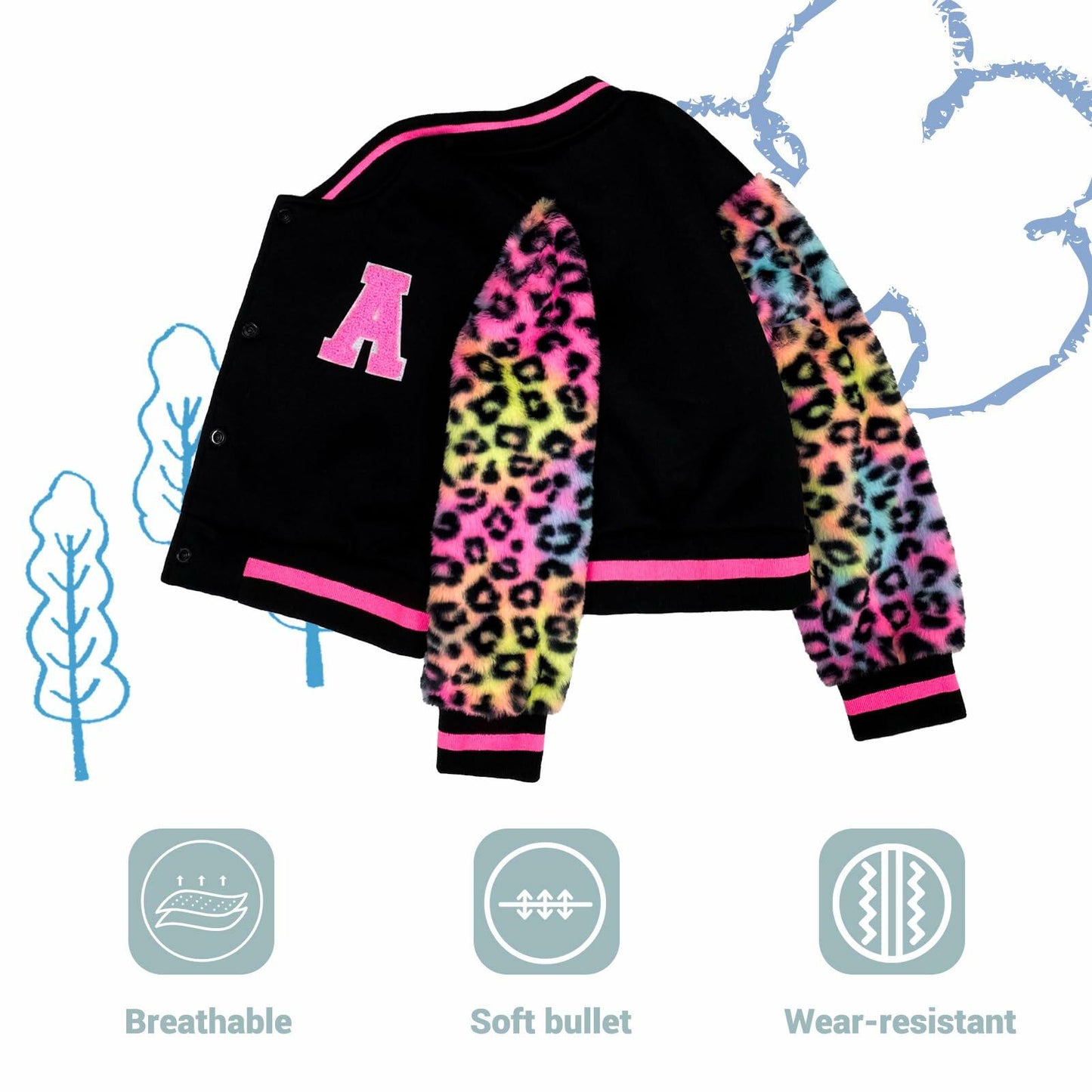 GMMDOMKID Kids Varsity Jacket Boys Girls Classic Baseball Coat - Size 8