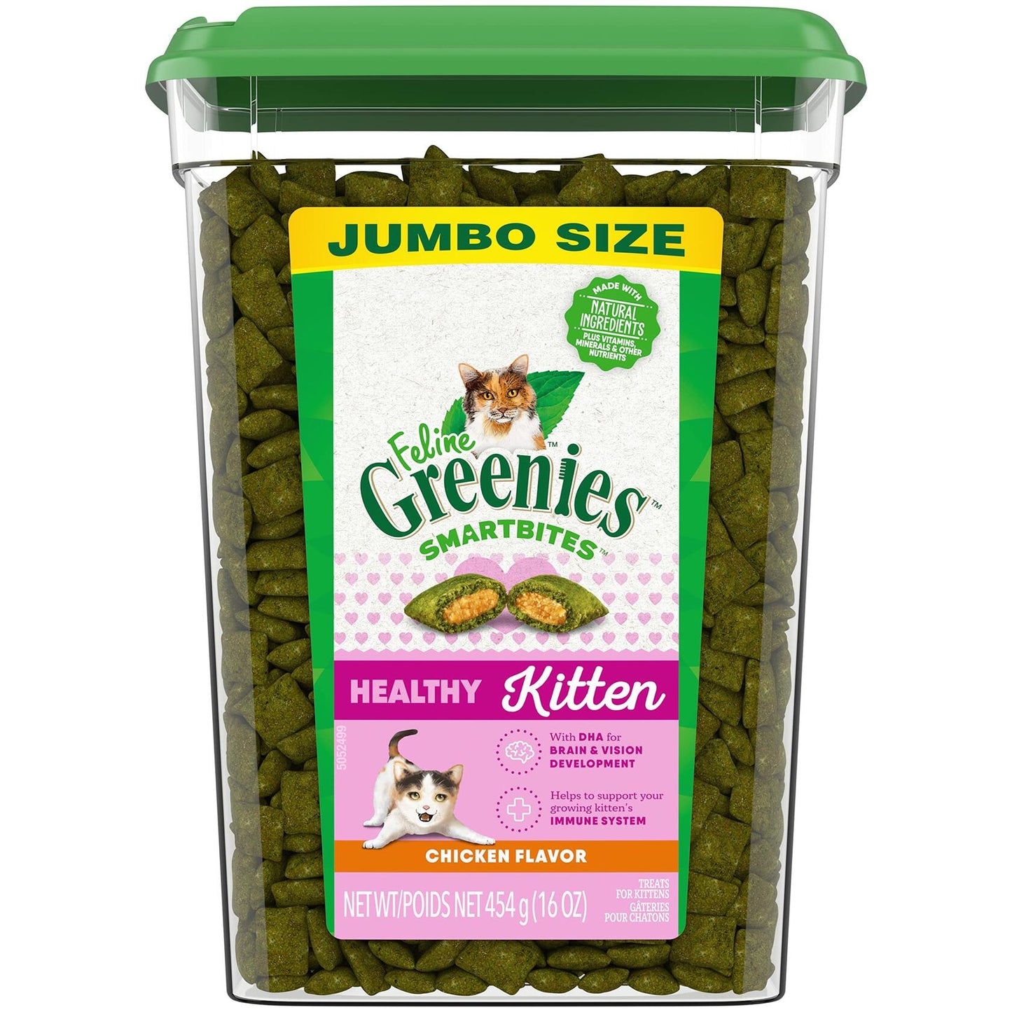 BB02/25 Greenies Feline Smartbites Kitten Treats Chicken Flavor 16oz Tub