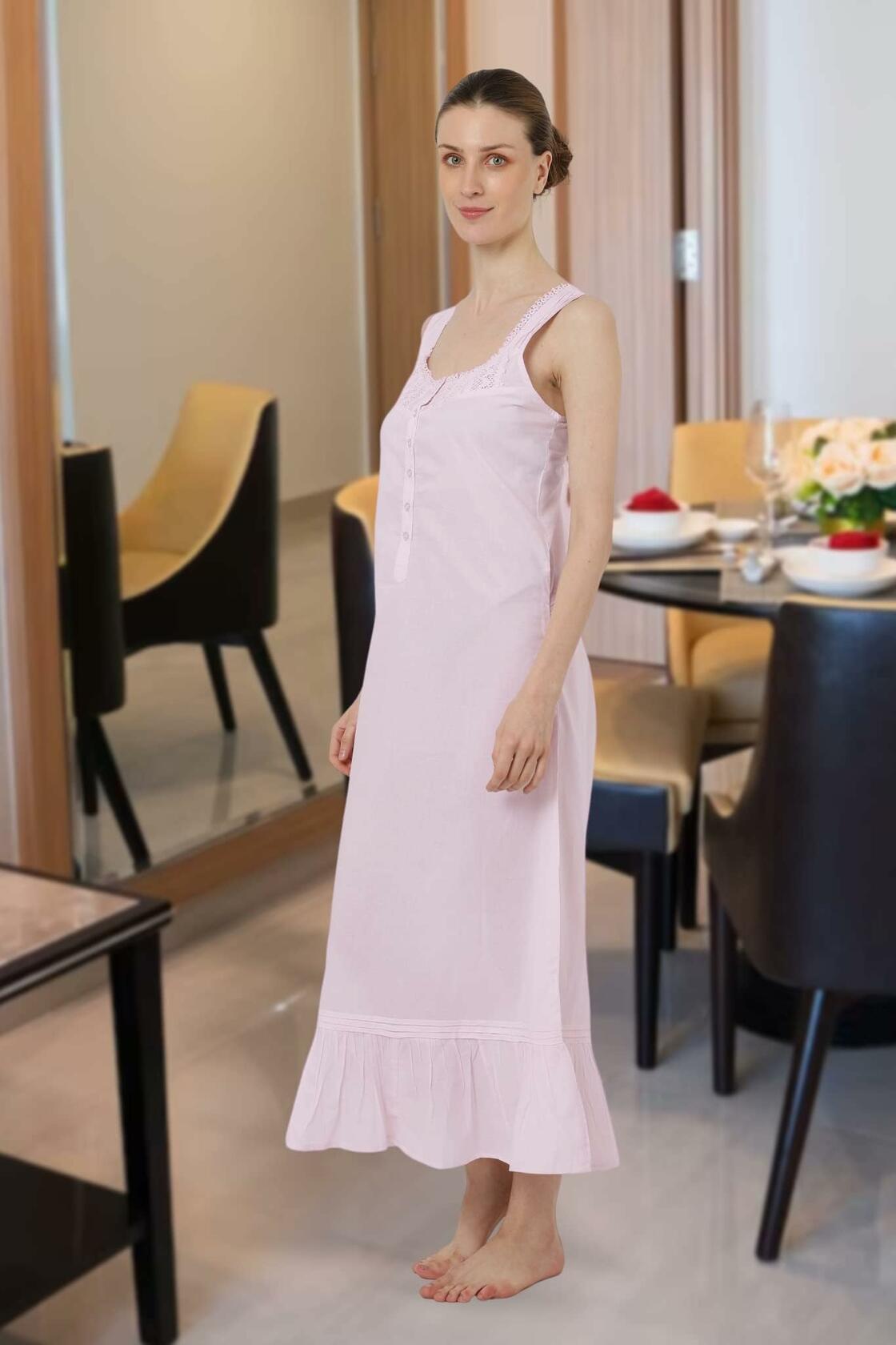 Miss Lavish London Pink Victorian Sleeveless Nightgown Cotton Size 6