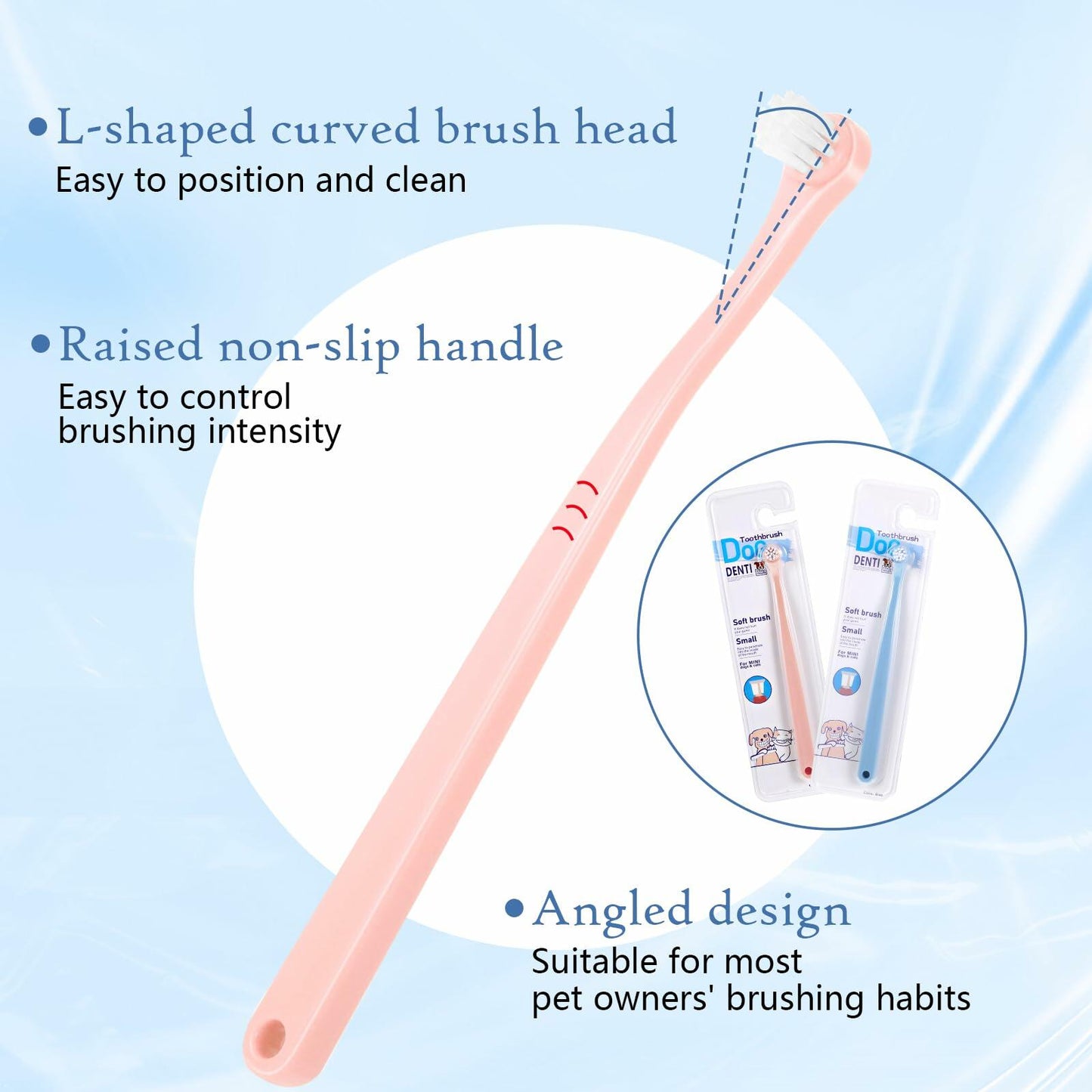 Dog Toothbrush 2 Pack Mini Head Soft Bristles Dental Care Kit Portable