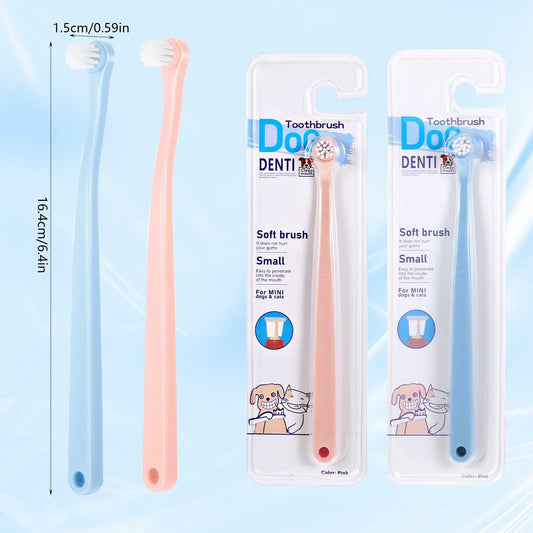 Dog Toothbrush 2 Pack Mini Head Soft Bristles Dental Care Kit Portable