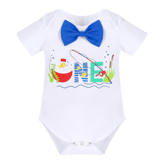 Big One Boys Bowtie Romper Suspenders Diaper Cover Hat Royal Blue Size 6-12M