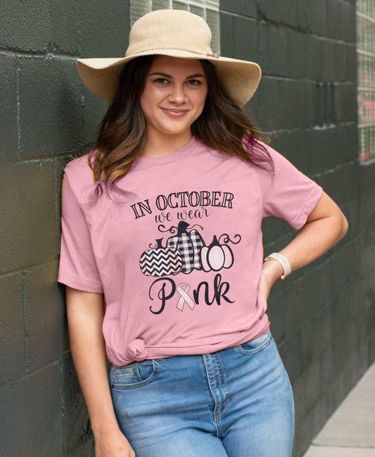 FASHGL I Wear Pink for My Mom Breast Cancer Awareness T-Shirt Pink Size S