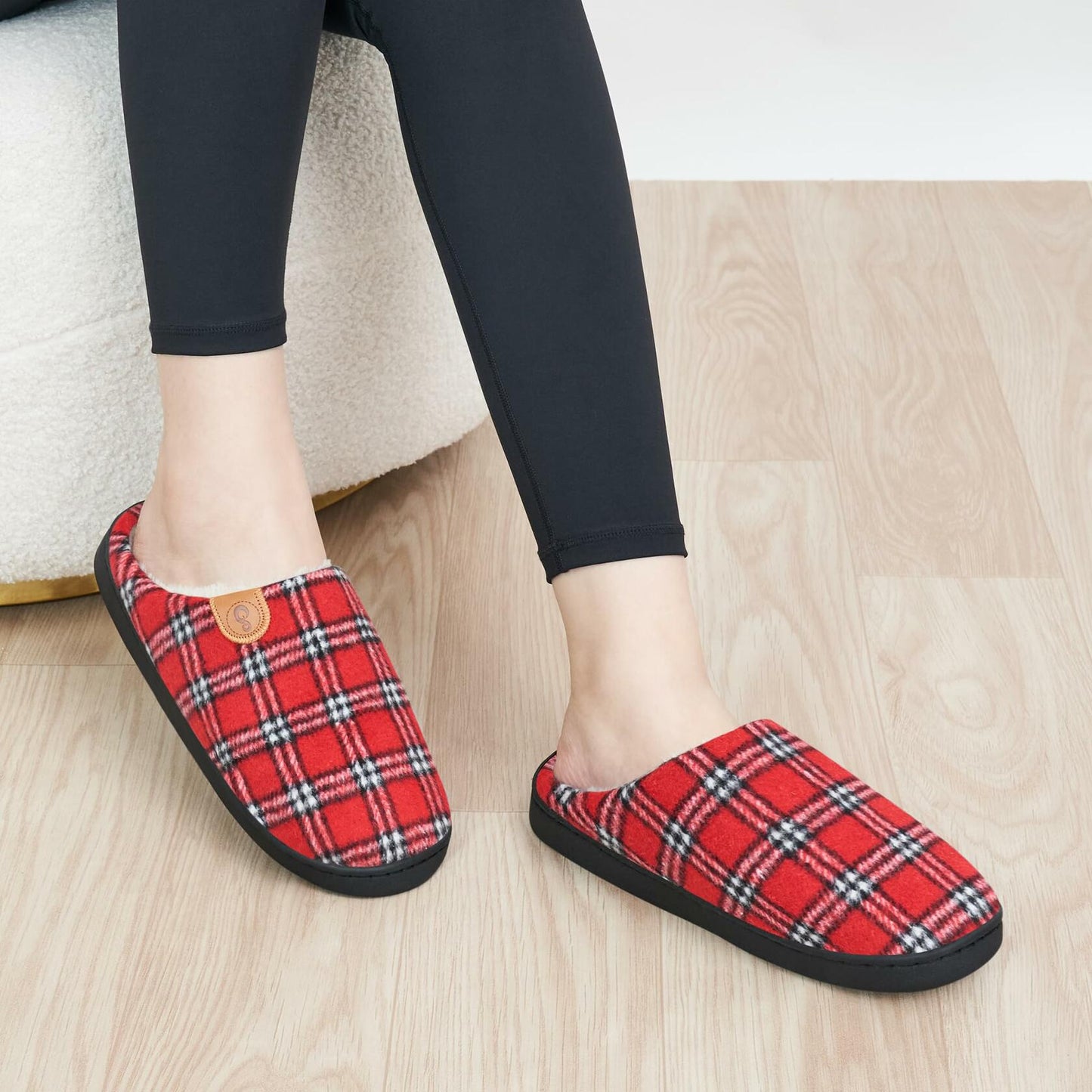 Ablanczoom Unisex Memory Foam House Slippers Slip On Anti Skid Red Size 46/47