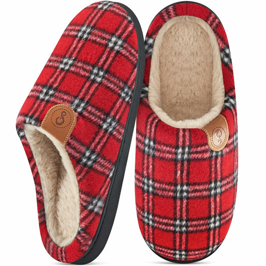 Ablanczoom Unisex Memory Foam House Slippers Slip On Anti Skid Red Size 46/47