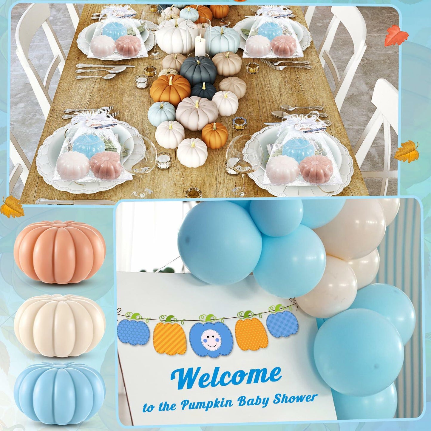 Maxcheck 12 Sets Pumpkin Soap Favors Boy Blue Baby Shower Thanksgiving