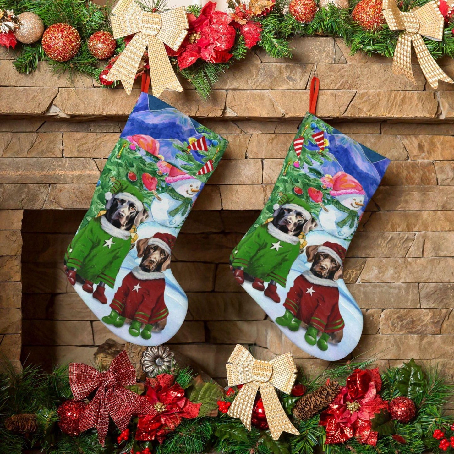 MOLAIGIN Christmas Black Labrador Chocolate lab Santa Dog Retriever 18 Inches