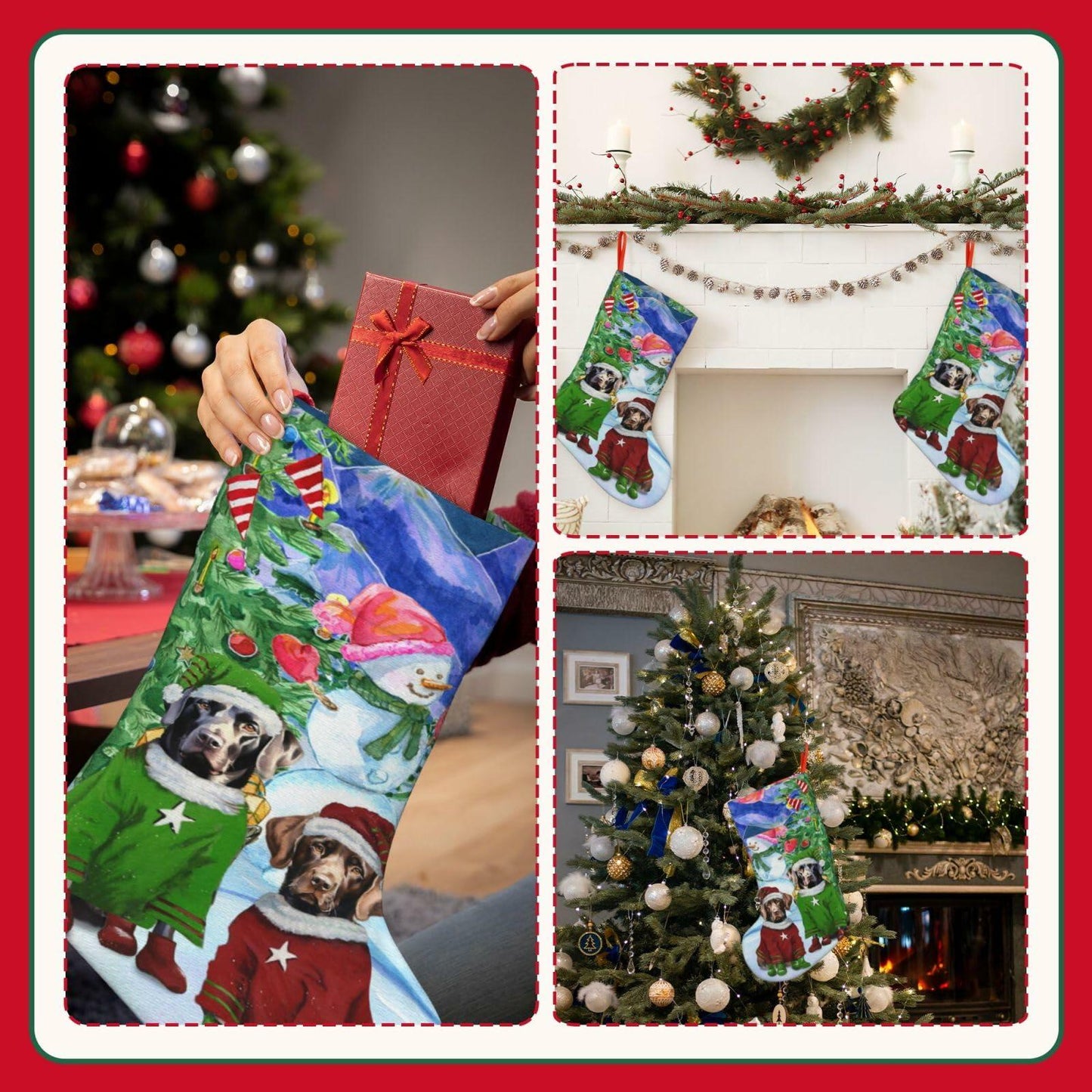 MOLAIGIN Christmas Black Labrador Chocolate lab Santa Dog Retriever 18 Inches