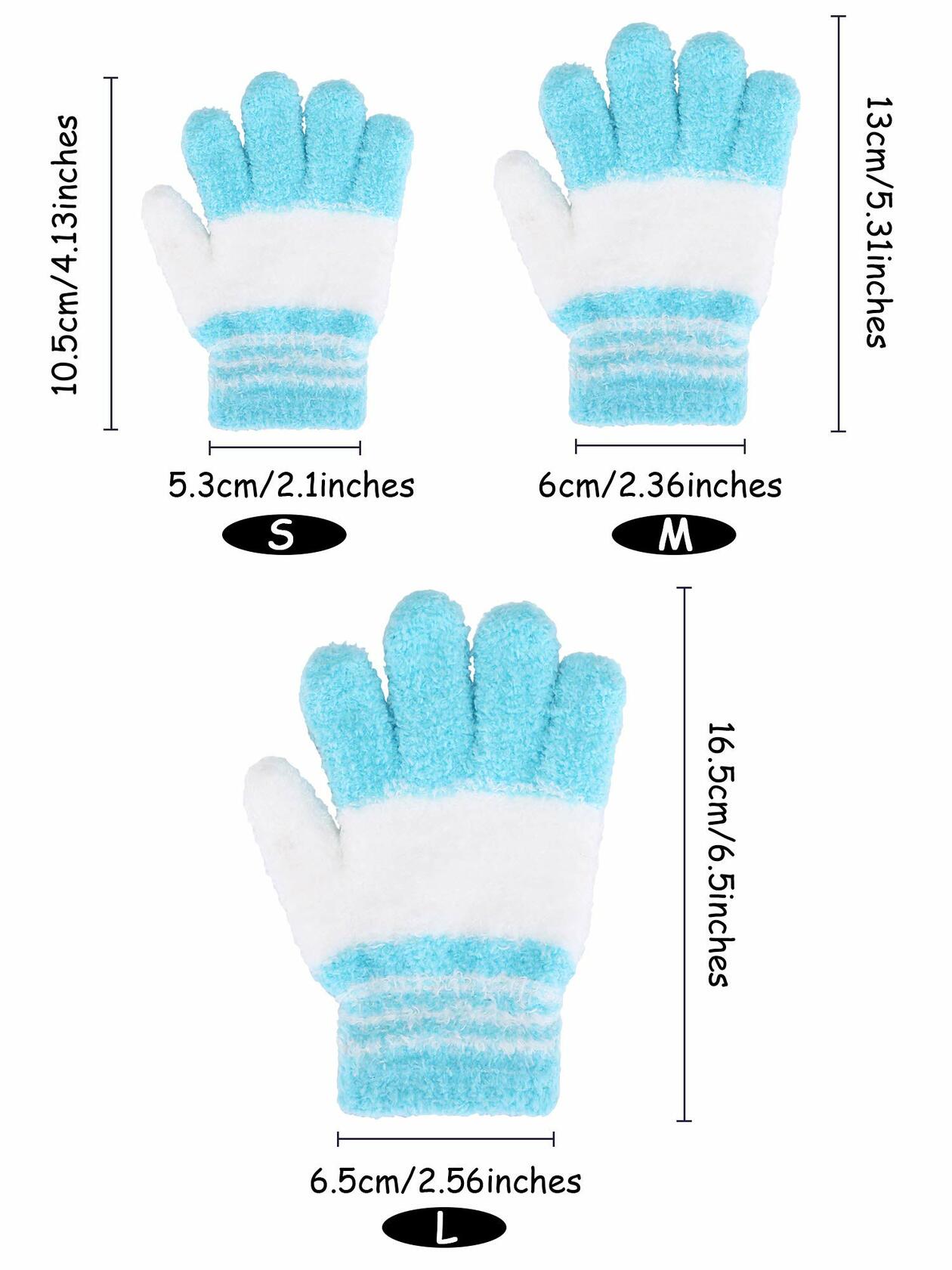 EBOOT Kids Full Finger Knitted Winter Gloves Mittens Color Set 5 Size 1-3, 3