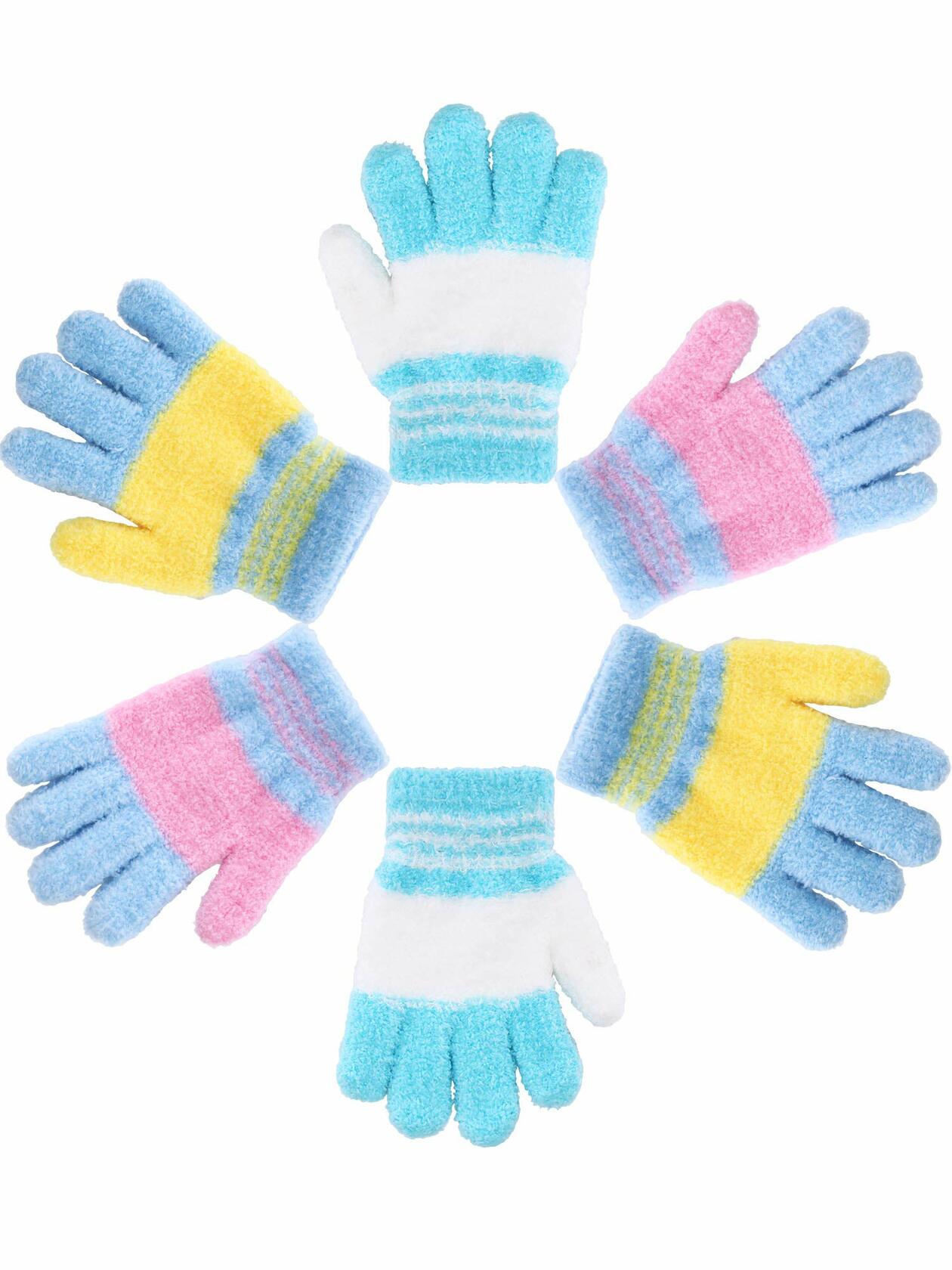 EBOOT Kids Full Finger Knitted Winter Gloves Mittens Color Set 5 Size 1-3, 3