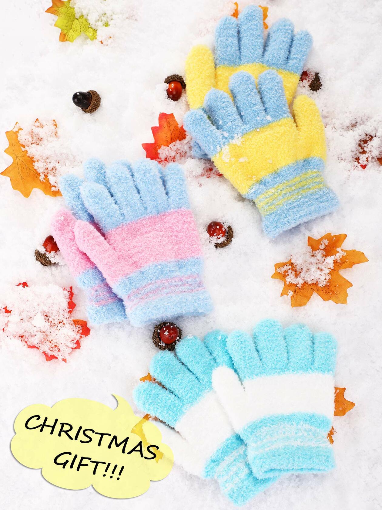 EBOOT Kids Full Finger Knitted Winter Gloves Mittens Color Set 5 Size 1-3, 3