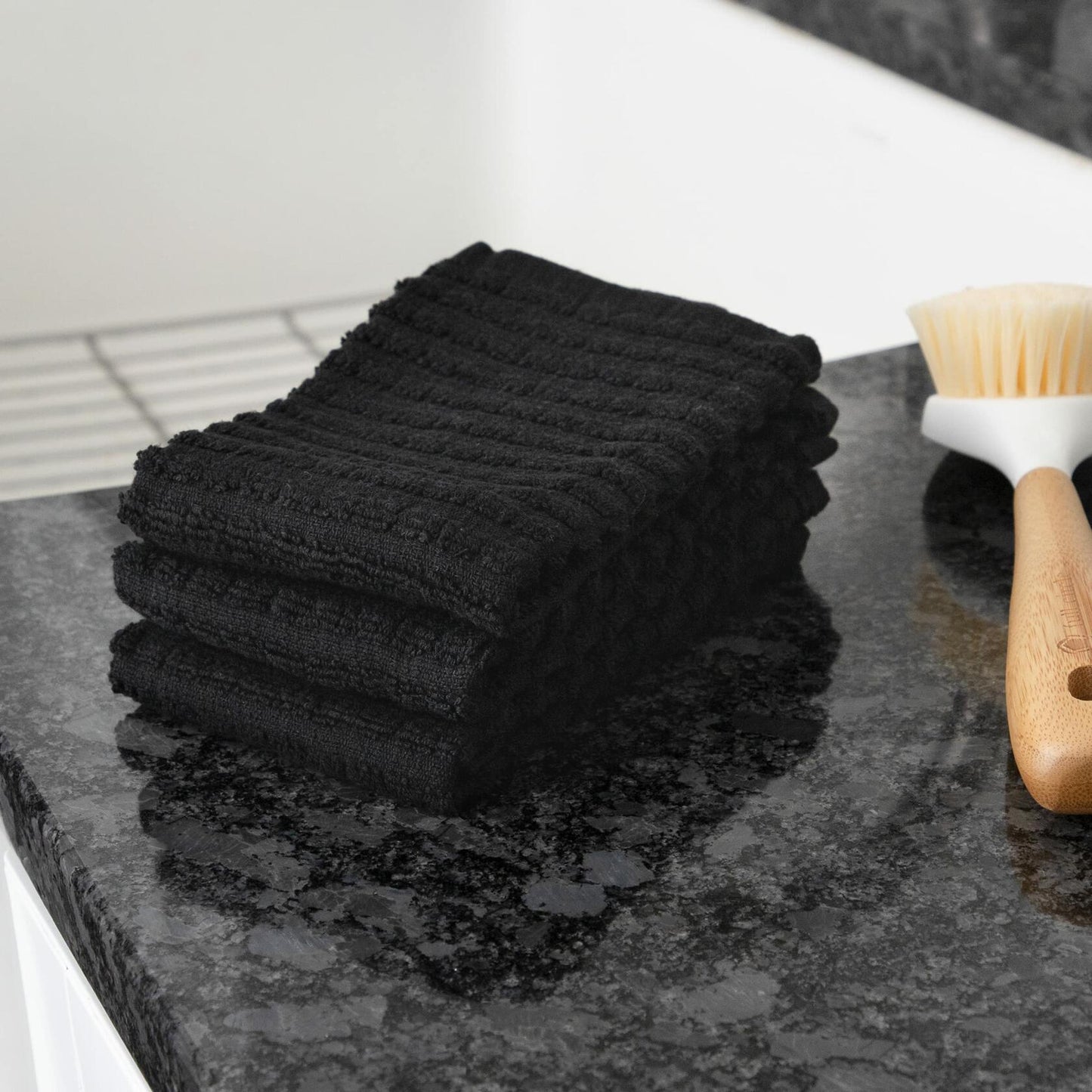 Ritz Royale 3-Pack Black Terry Cotton Kitchen Dish Cloths 13.75x12
