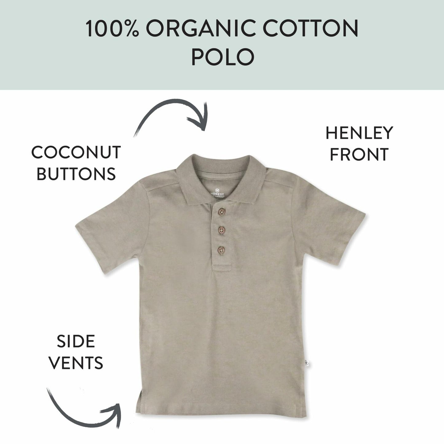 HonestBaby Polo T-Shirt Organic Cotton Infant Unisex Khaki - Size Newborn