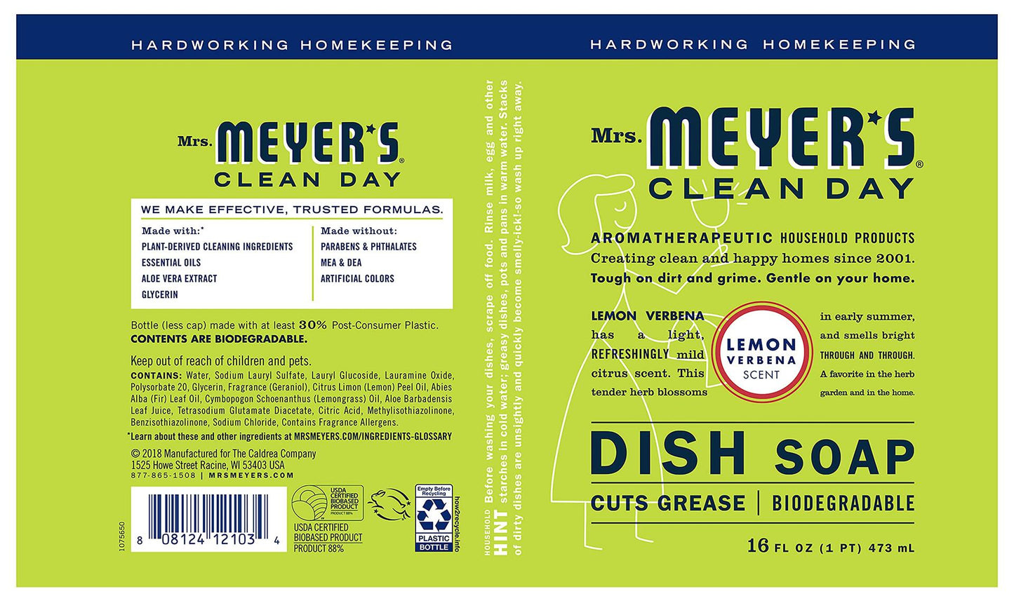 Mrs. Meyer's Clean Day Liquid Hand Soap Refill Lemon Verbena 33 Fl Oz