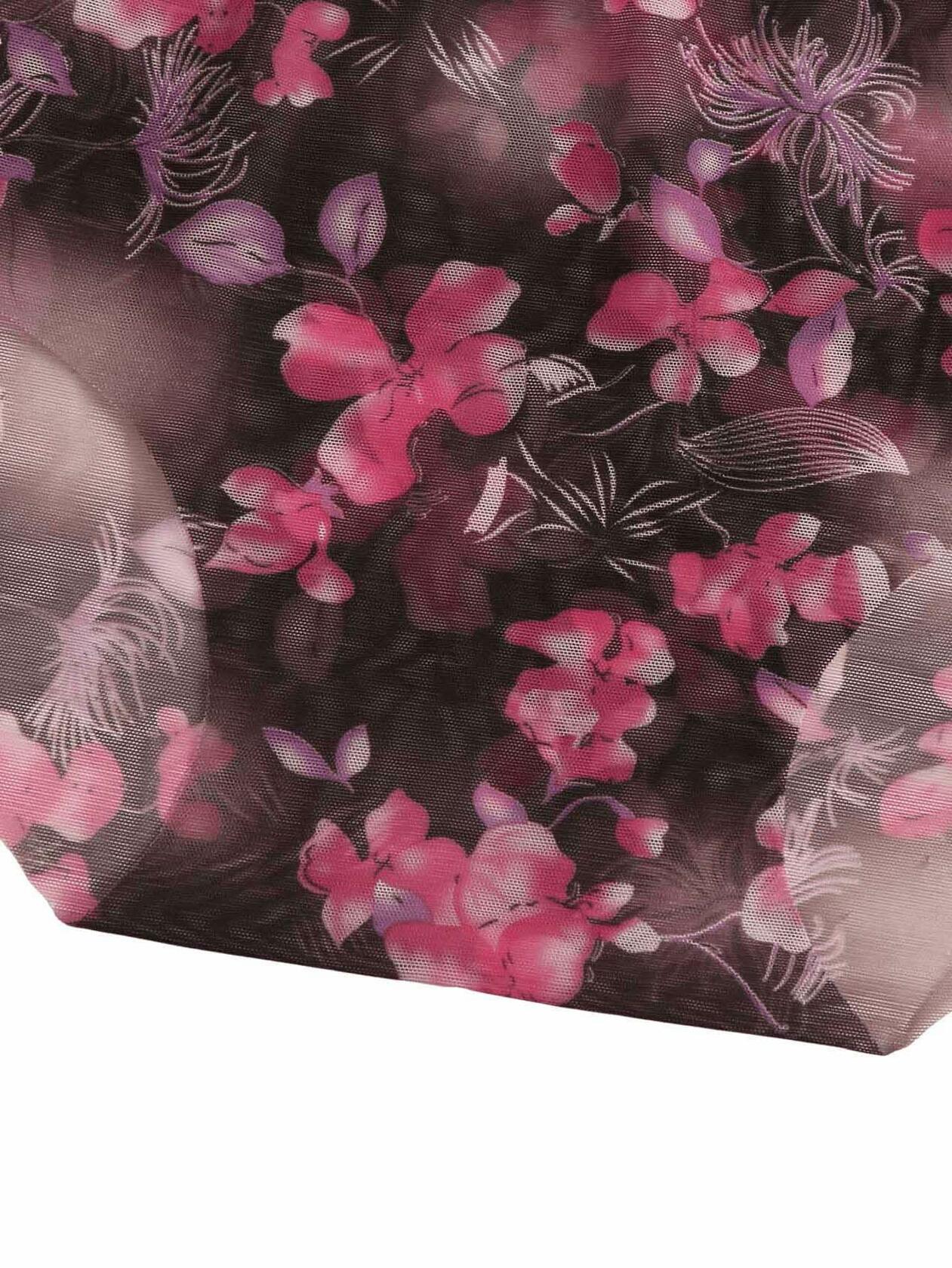 OYOANGLE Women's Floral Print Sheer Panties Mid Waist 3 Pc Multicolor Size L