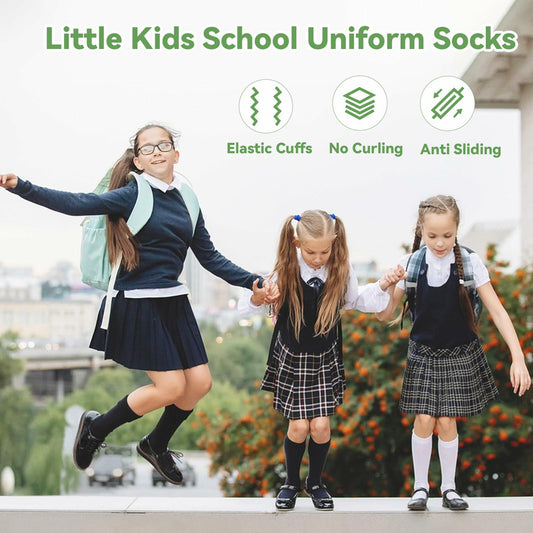 ZERULETS Girls Knee High Socks Black 3 Pairs Size 8-12 Years
