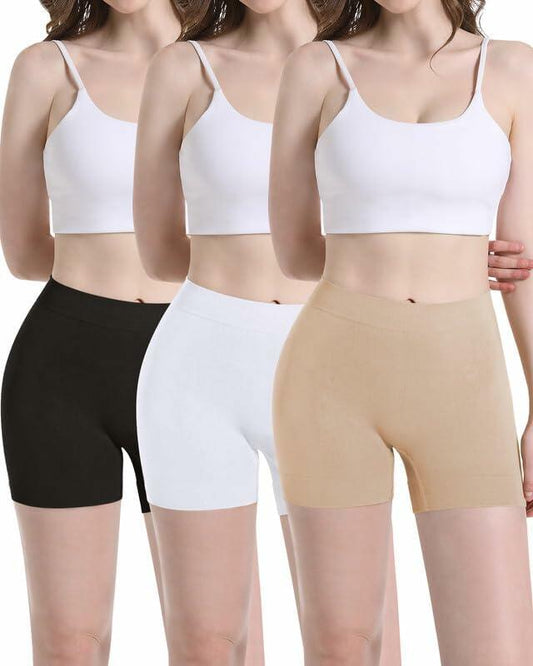 Reamphy 3 Pack Women's Slip Shorts Black White Nude Size 2XL