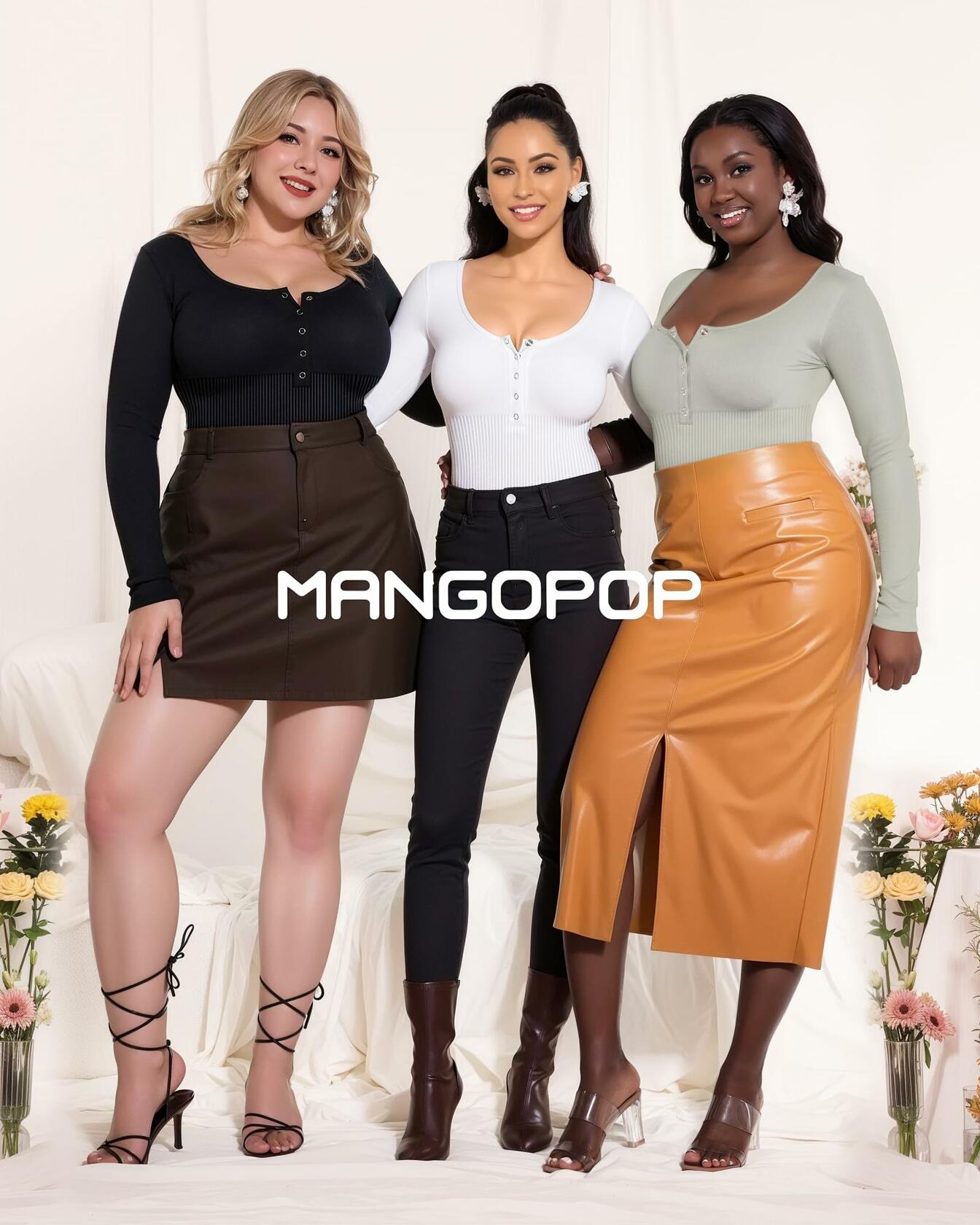 MANGOPOP Ribbed Long Sleeve Bodysuit Thong Seamless Tummy Control Size M