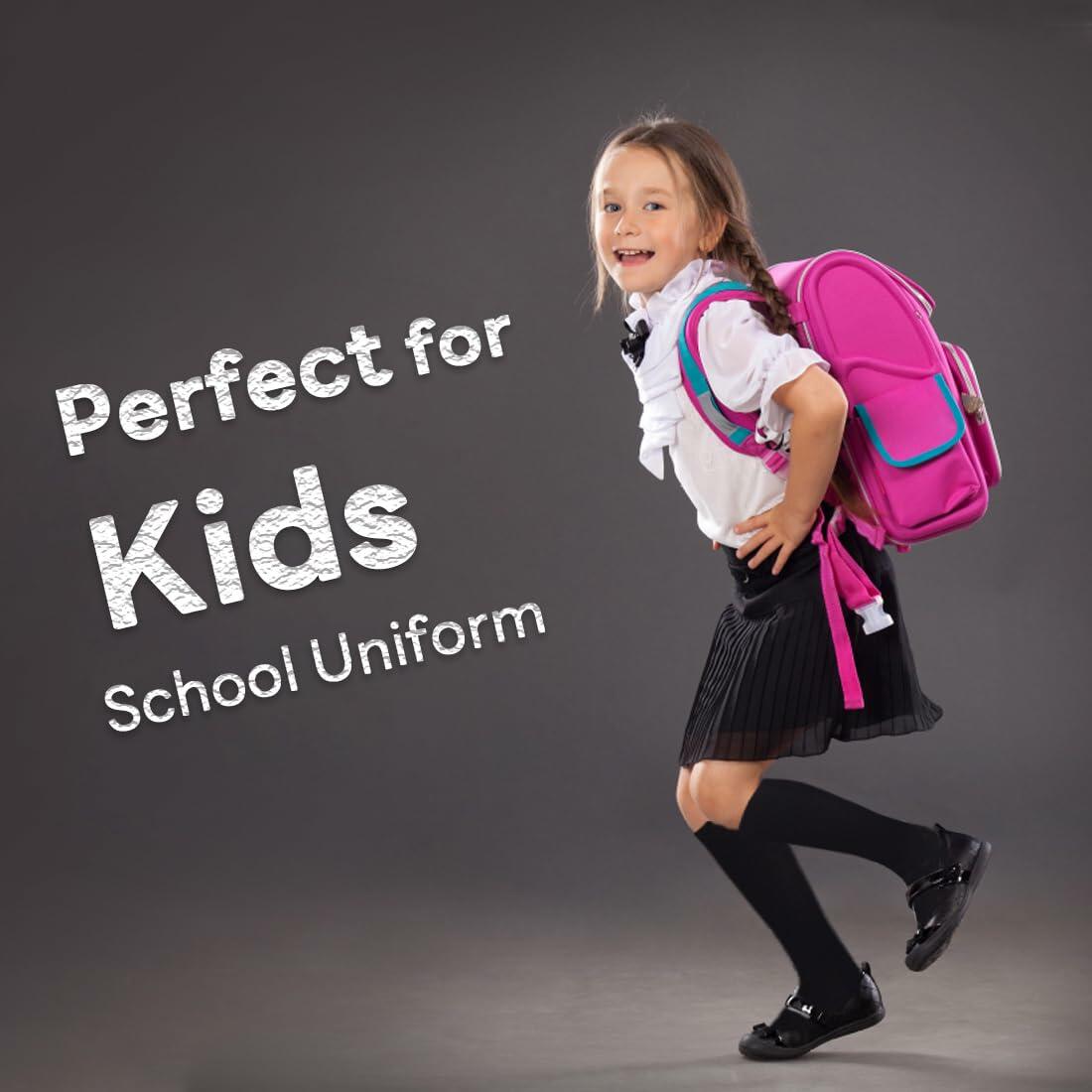 ZERULETS Girls Knee High Socks Black 3 Pairs Size 8-12 Years