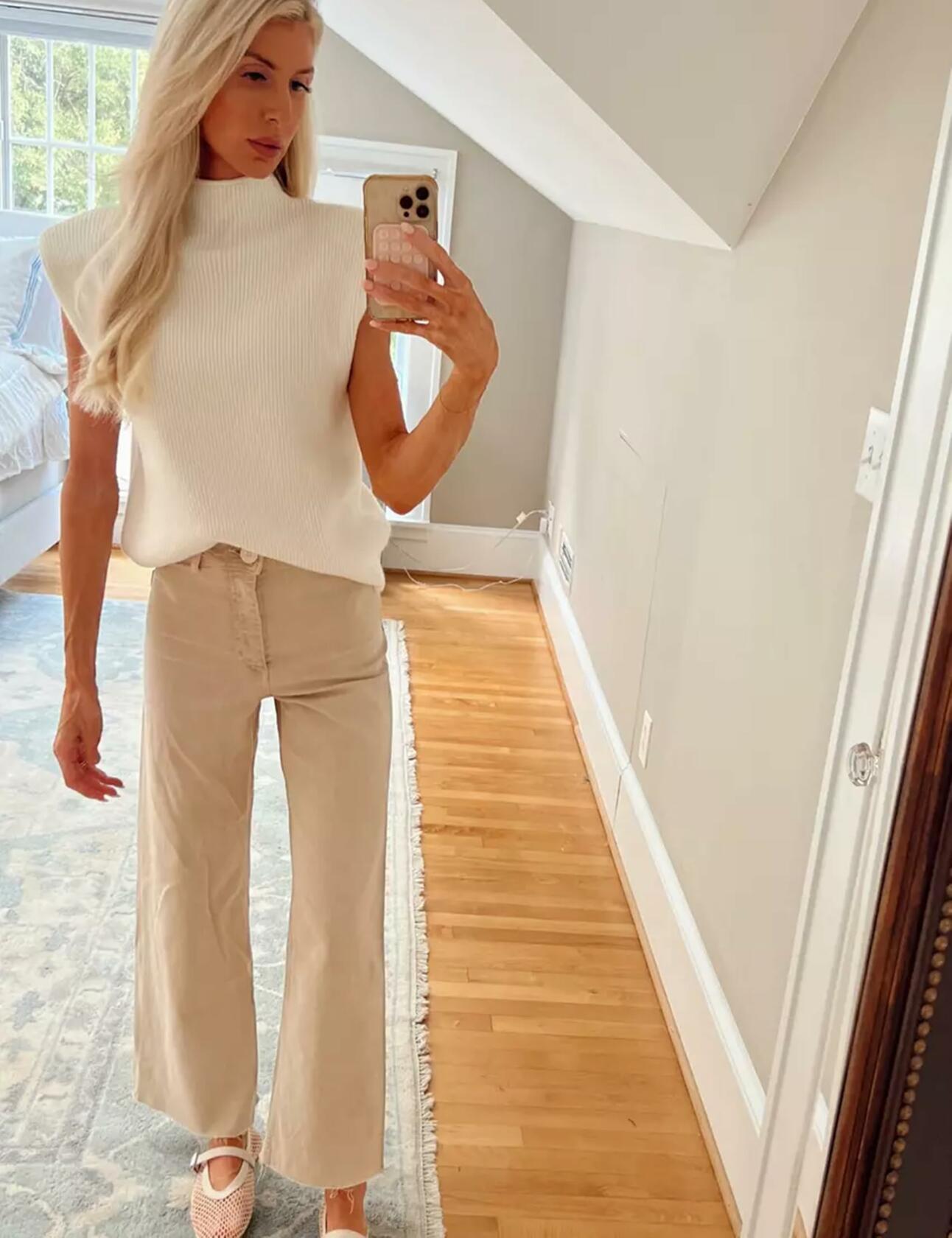 Himosyber Women's Knit Sweater Vest Sleeveless Top Apricot Size XSmall