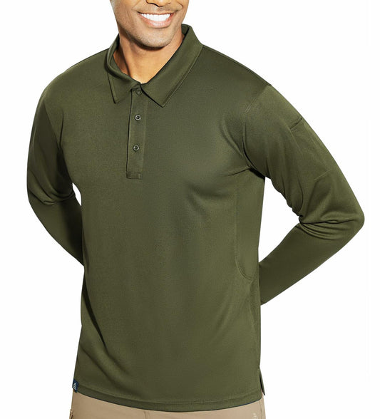 Haimont Mens Polo Shirt Long Sleeve Dry Fit Moisture Wicking Army Green Size XXL