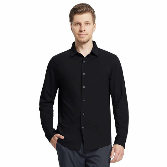 VANCAMEL Men's White Button Down Shirt Breathable Moisture Wicking Size L