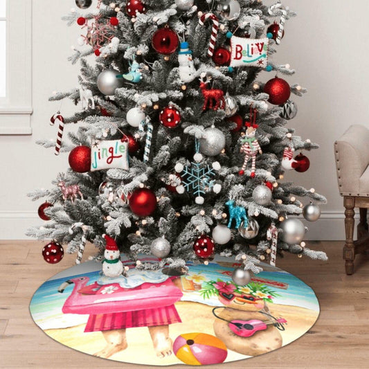 Mele Kalikimaka 36" Christmas Tree Skirt Soft Holiday Decor Xmas