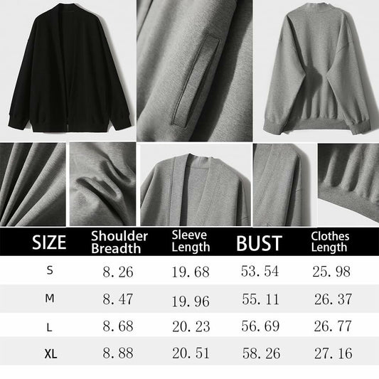 LICOBOD Women's Lightweight Cotton Open Front Hoodie Coat Black, Size L