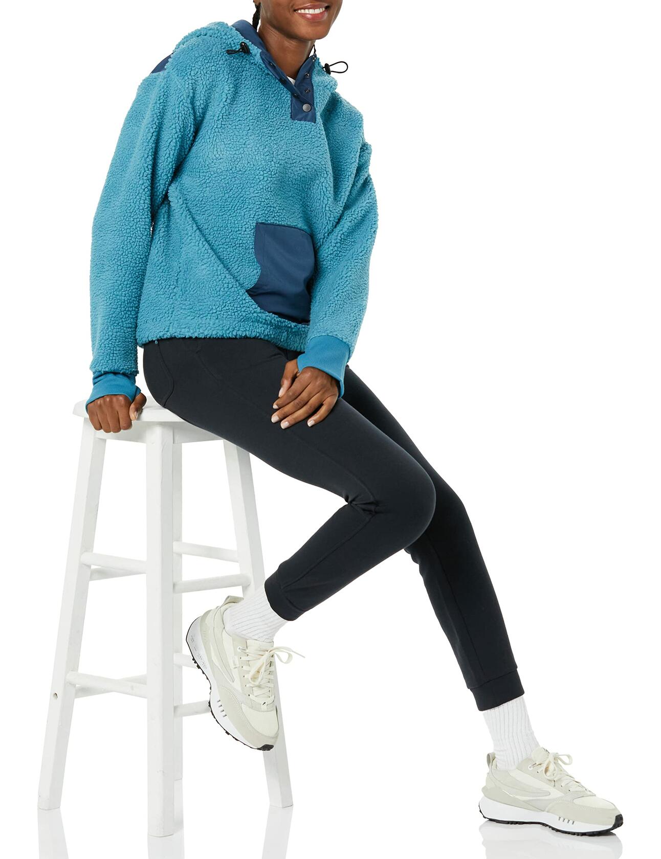 Amazon Essentials Women's Teddy Fleece Hoodie Jacket Teal Blue Size 1X