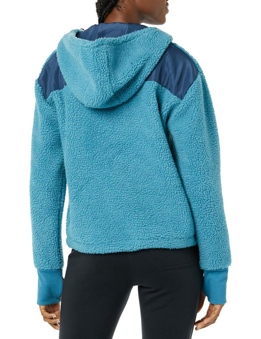 Amazon Essentials Women's Teddy Fleece Hoodie Jacket Teal Blue Size 1X