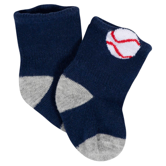 Gerber Baby Wiggle-Proof Socks Sports Blue 8-Pair Size 3-6 Months