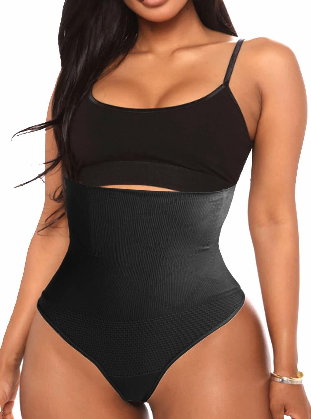 VENDAU Women's Tummy Control Thong Body Shaper Waist Black - Size Medium Large