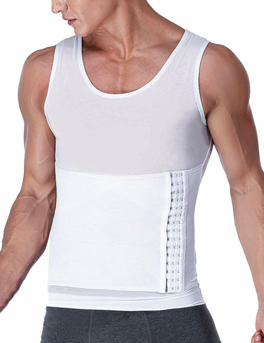 NonEcho Mens Body Shaper Slimming Vest Tummy Control Compression Top Black - XXL