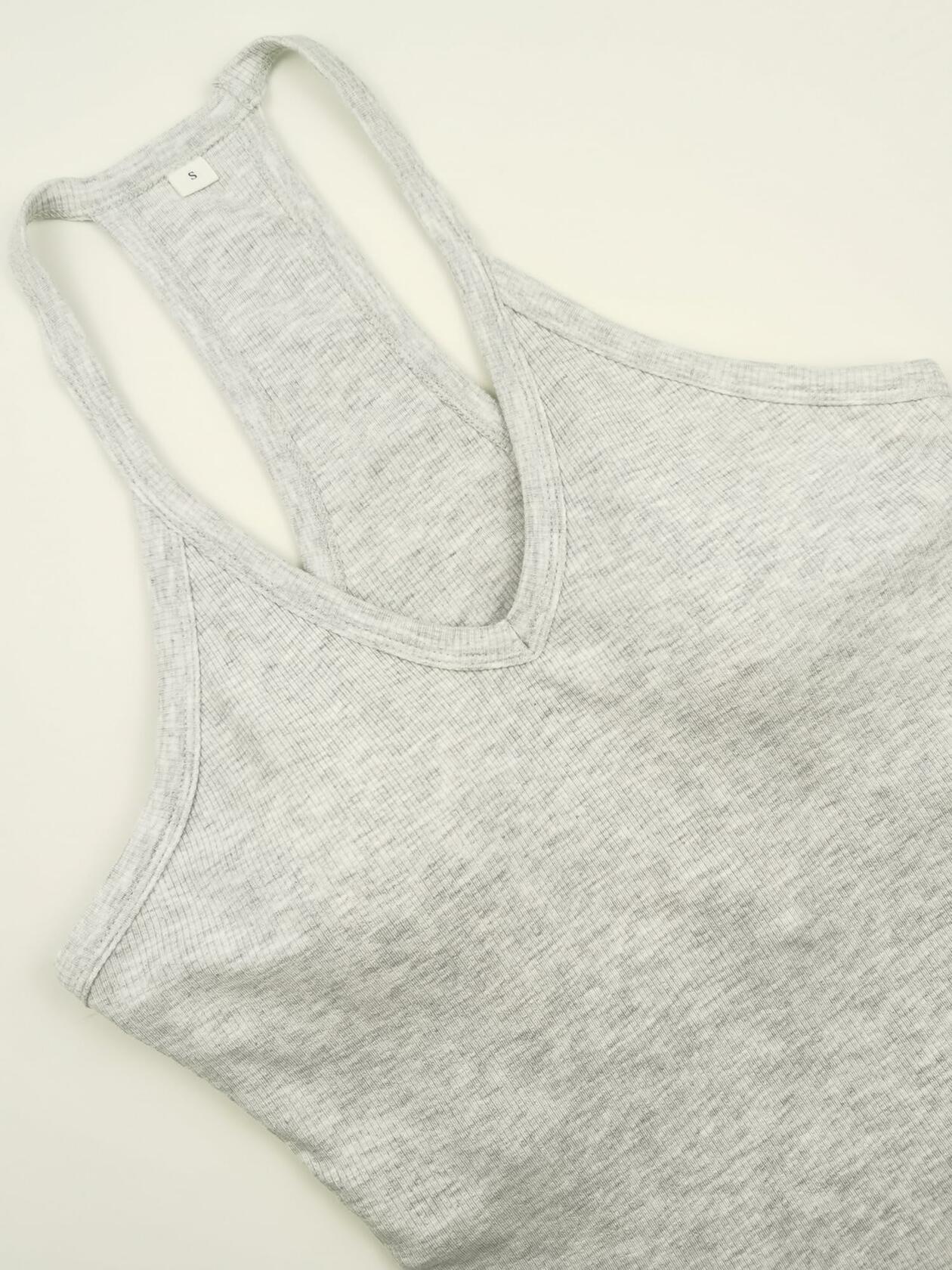 Jar of Love Women's Workout Tank Top Built-in Bra V Neck Heather Grey Size M