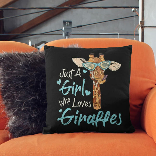 M-Qizi Giraffe Gifts Pillow Covers 18x18 Kids Just a Girl Who Loves Giraffes