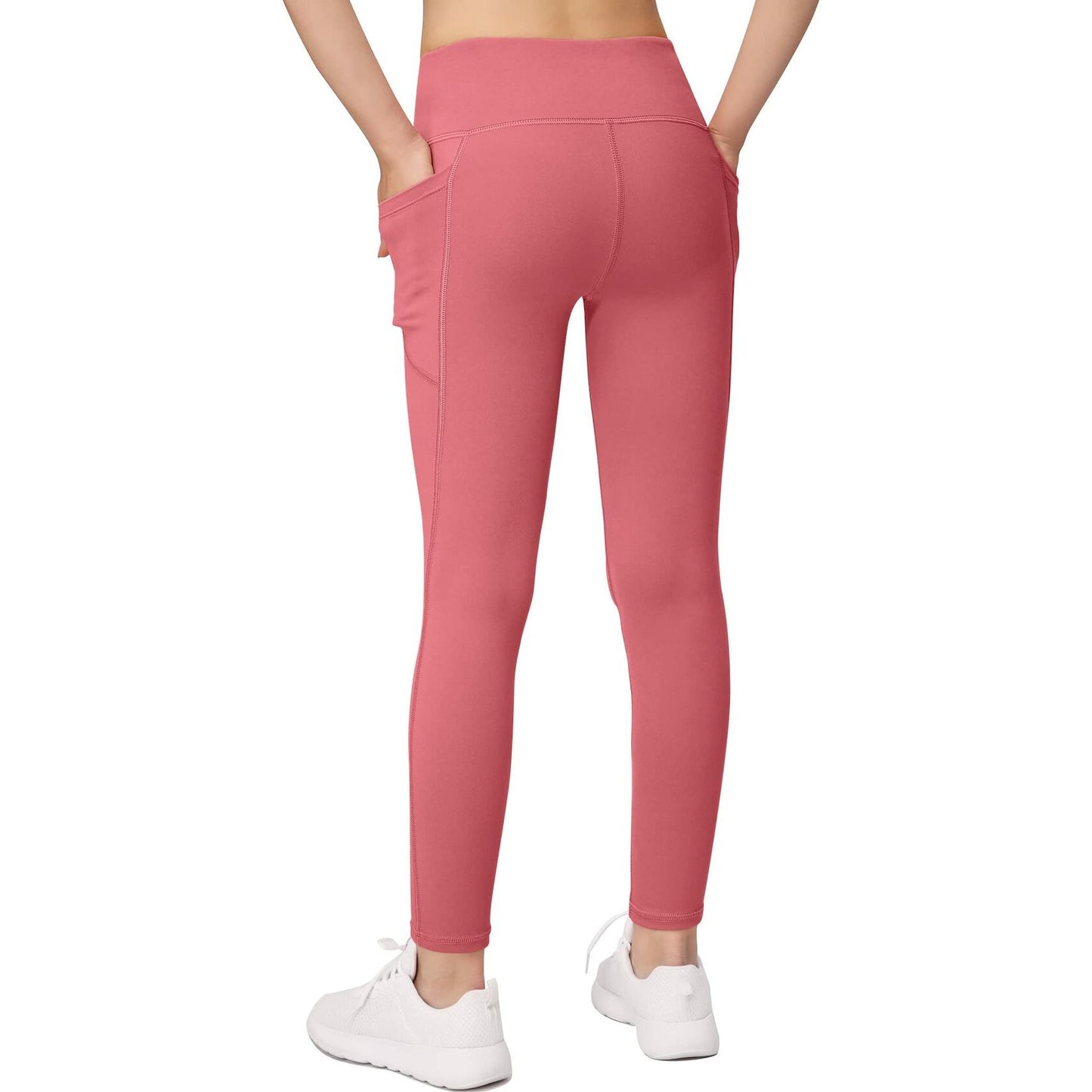 BHRIWRPY 4-Pack Girl Yoga Leggings with 2 Pockets-Active Workout Pants, Black XL