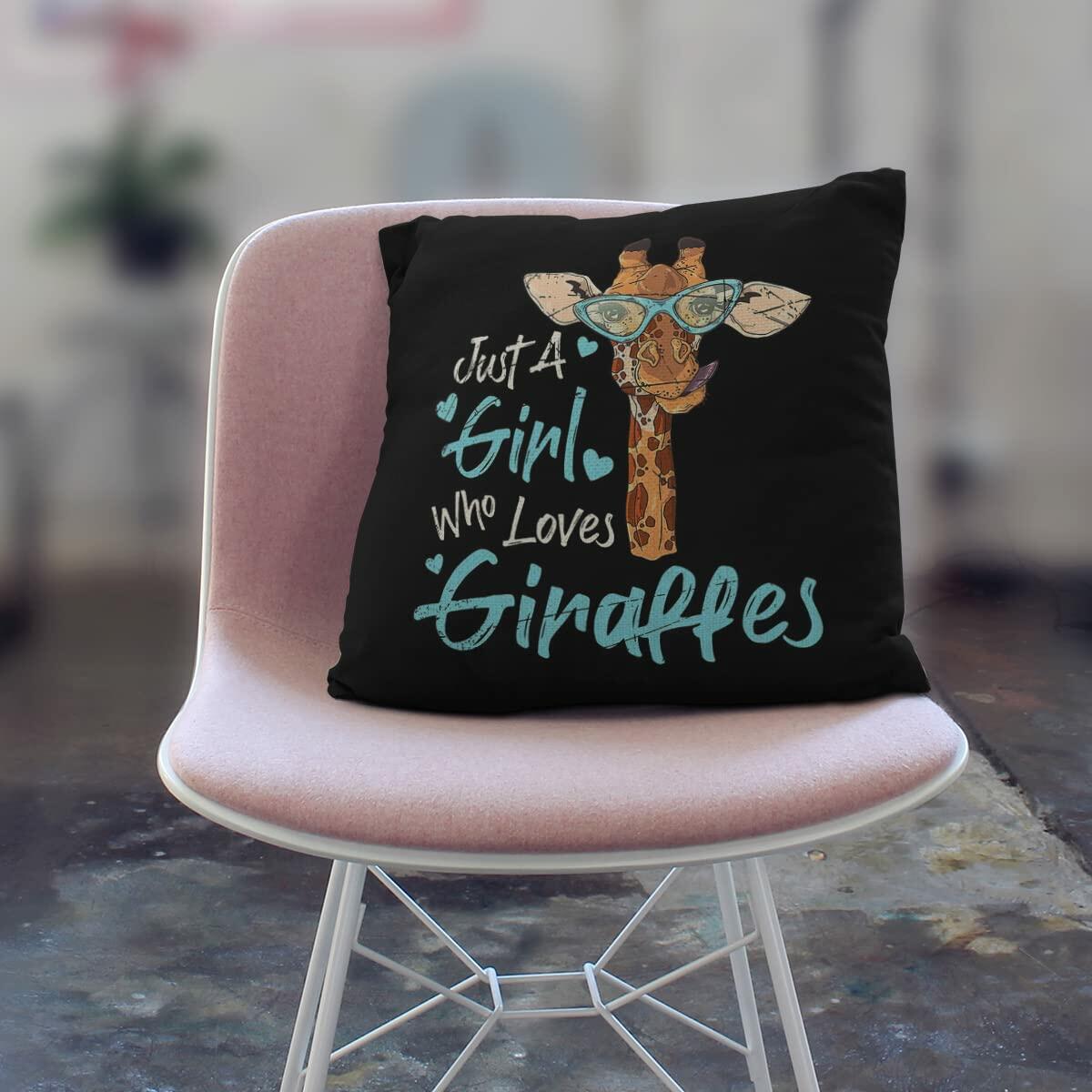 M-Qizi Giraffe Gifts Pillow Covers 18x18 Kids Just a Girl Who Loves Giraffes