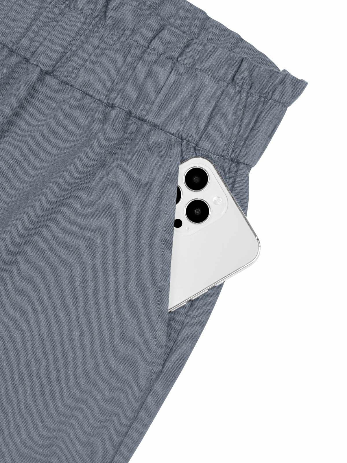 NIMIN Women's High Waisted Paper Bag Work Pants Blue Grey Size 2XL