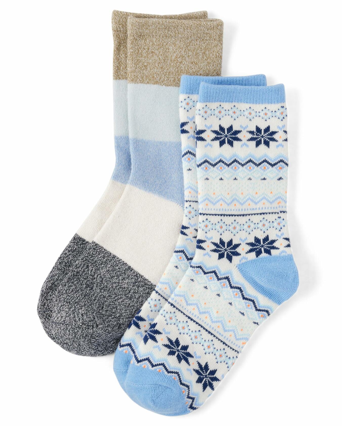 Gymboree Toddler 2-Pack Crew Socks Striped Snowflake Size 10-12
