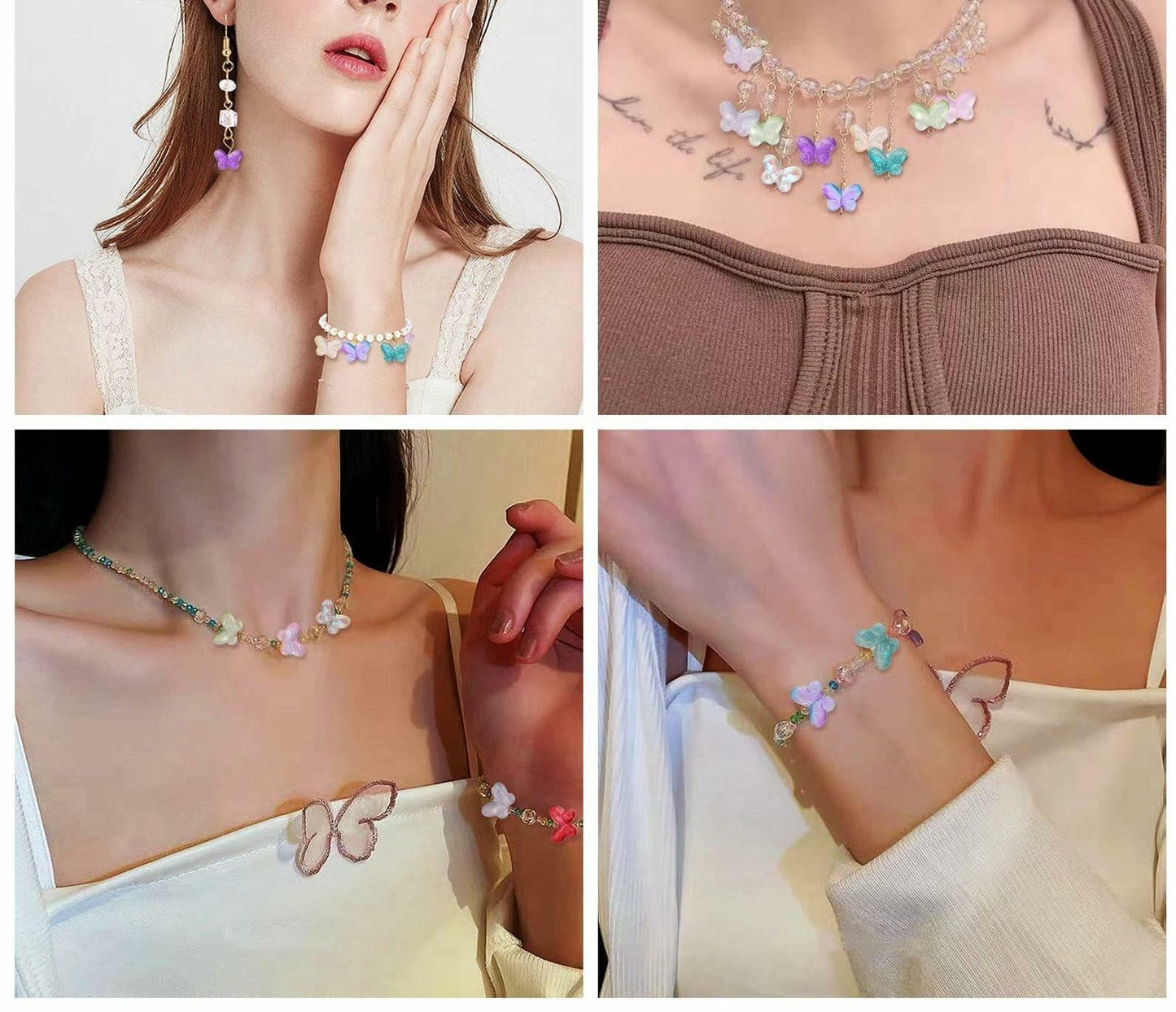 DanLingJewelry 100 pcs Random Color Glass Butterfly Beads for Jewelry Crafts