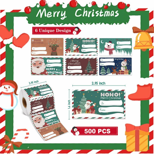 2 Pack Tags 1000PCS Present Labels 6 Classic Designs for Wrapping Paper