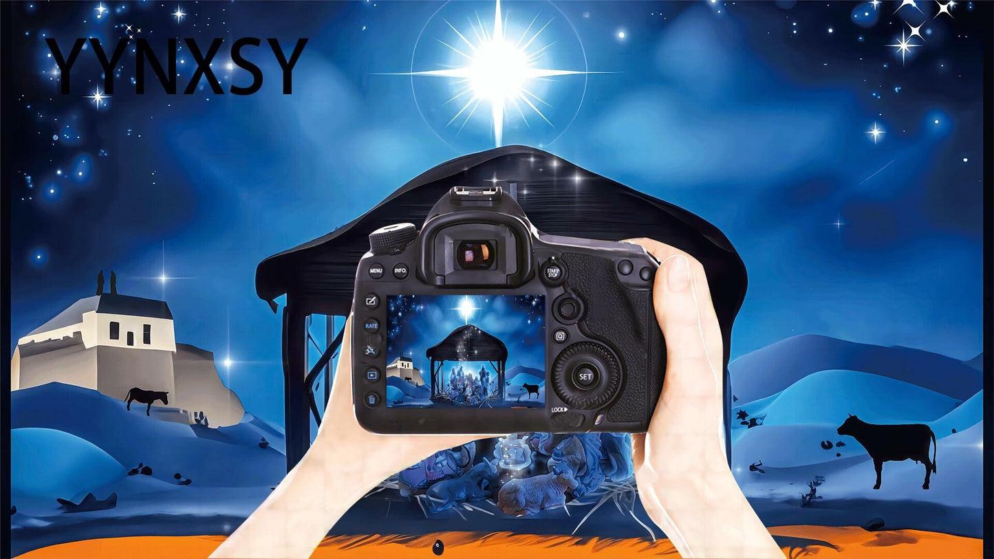 YYNXSY Nativity Scene Backdrop 10x8FT Christmas Star Night Blue