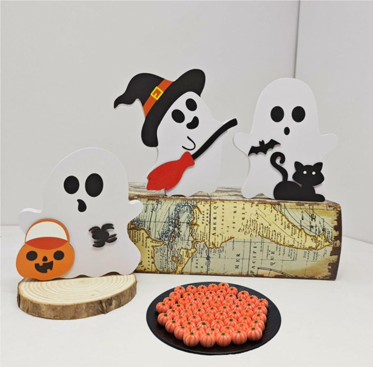 M2cbridge Halloween Resin Candy Corn Mini Ghost Pumpkin Charms 3D 60pcs