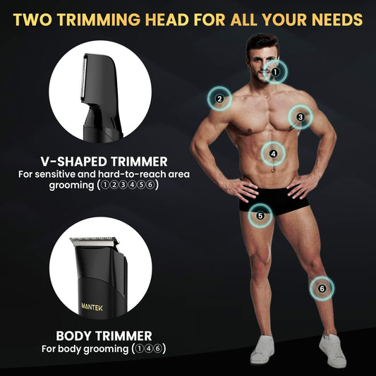 Body Trimmer for Men Electric Groomer with 2 Quick Change Trimmer Heads
