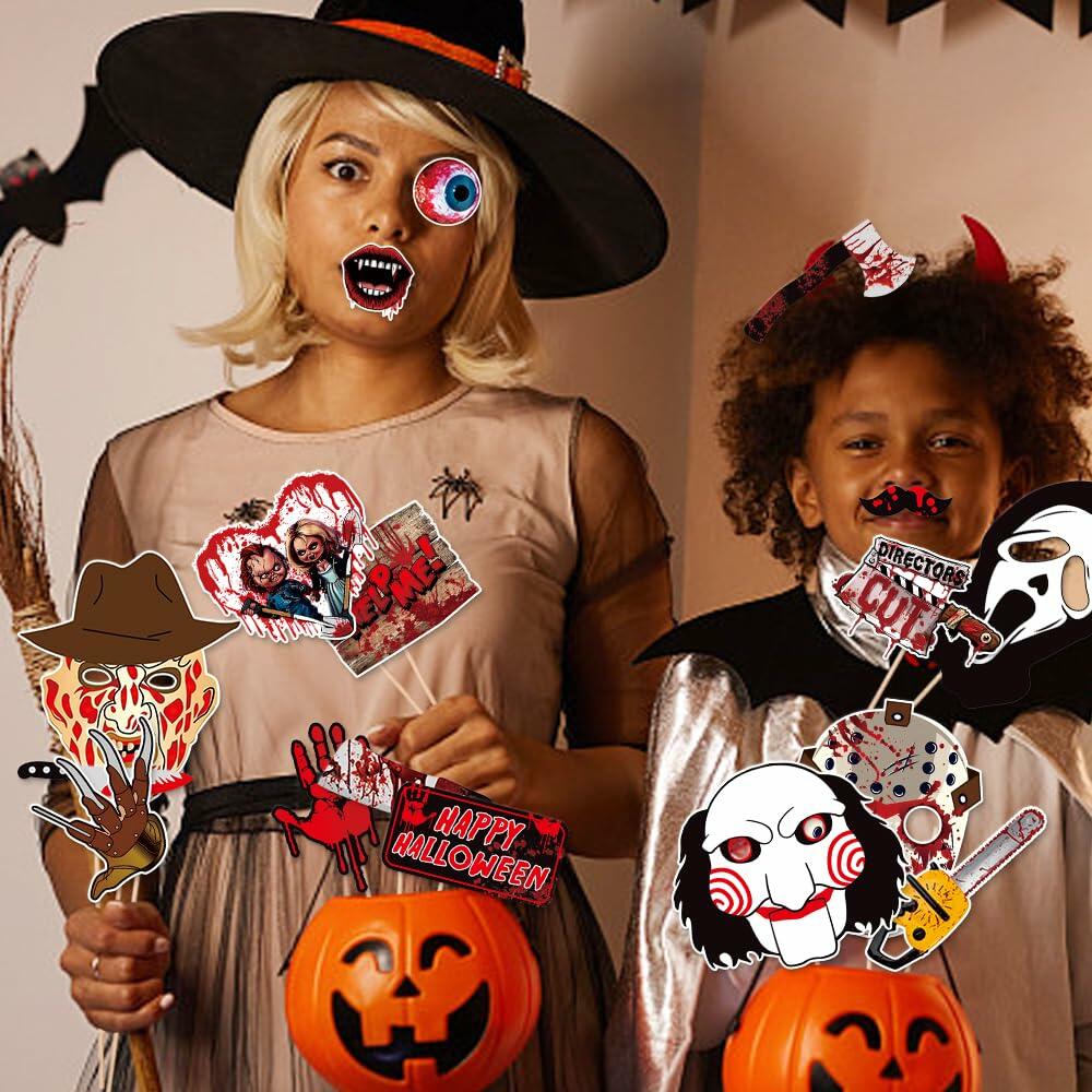 Happy Halloween Photo Booth Props Boo Bat Hat Party Favors Pack of 14