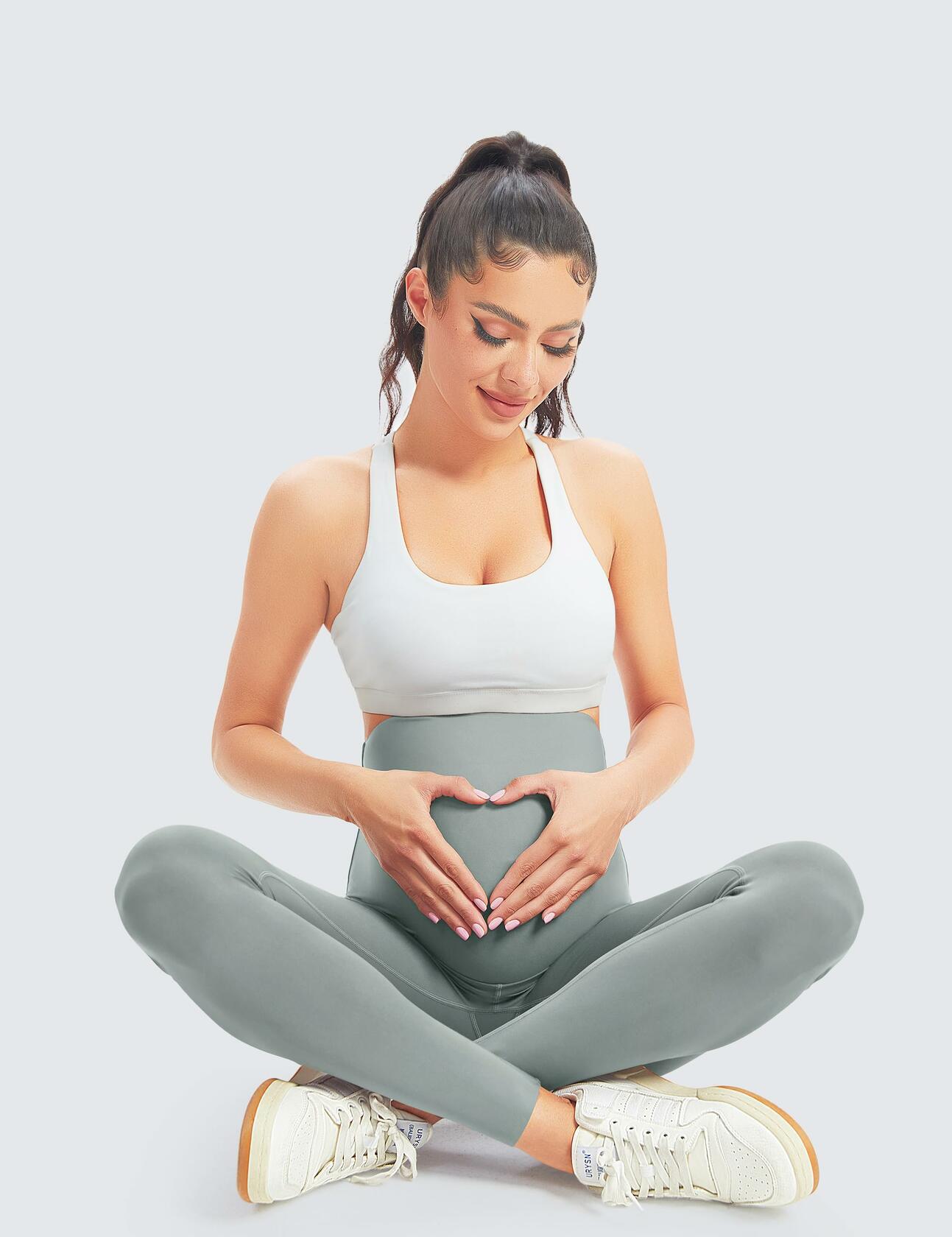 BONVIGOR Women's Maternity Leggings Over Belly Bump Full Length Yoga Pants - L